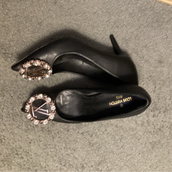 Louis Vuitton Shoes - Louis Vuitton Black Heels with Embellished Detail